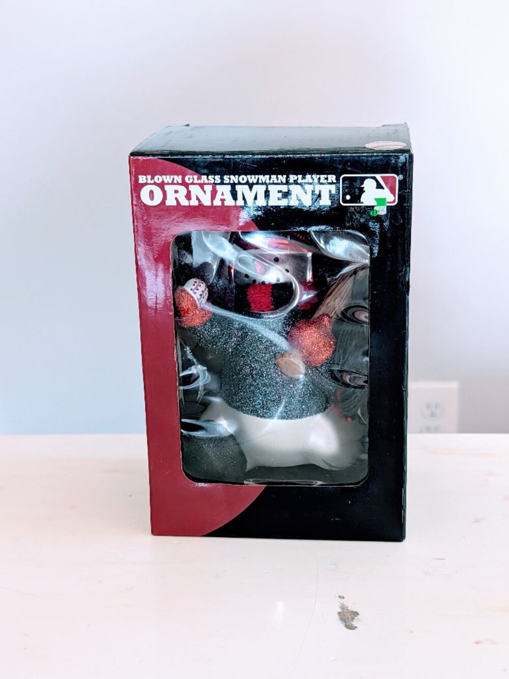 VTG MLB St. Louis Cardinals Blown Glass Snowman Baseball Christmas Ornament